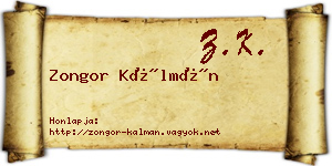 Zongor Kálmán névjegykártya